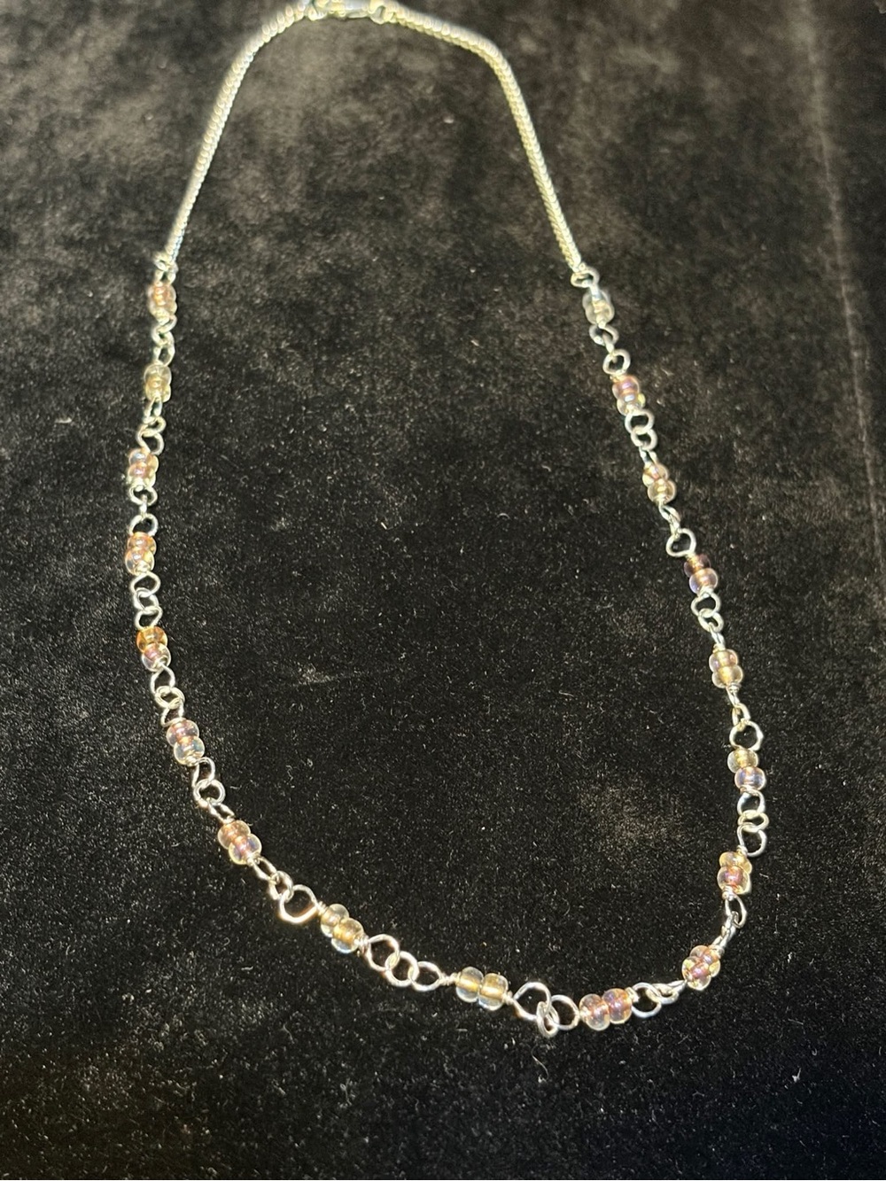Delicate Iridescent Bead Station Necklace - Women Jewelry